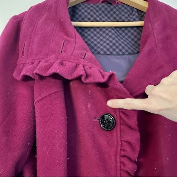 Steve Madden Extra Large XL Fuschia Peacoat Button Jacket Coat Ruffle - Picture 8 of 11